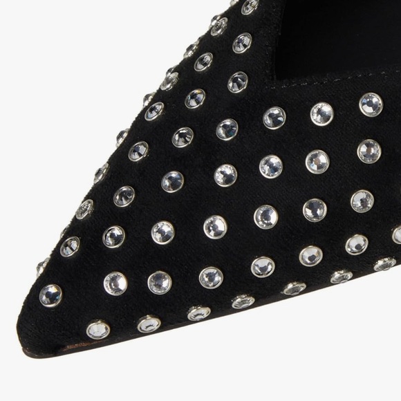 Dolce Vita Kanika Mid Crystal Studded Pointed Toe Black Heels 9.5 - Picture 3 of 11